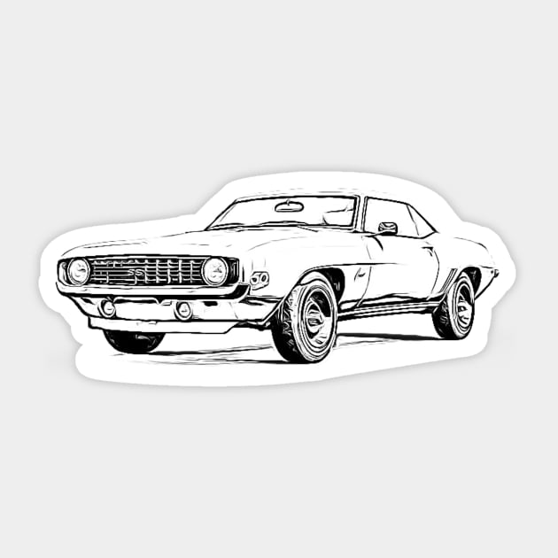 Camaro 69 Wireframe Sticker by Auto-Prints